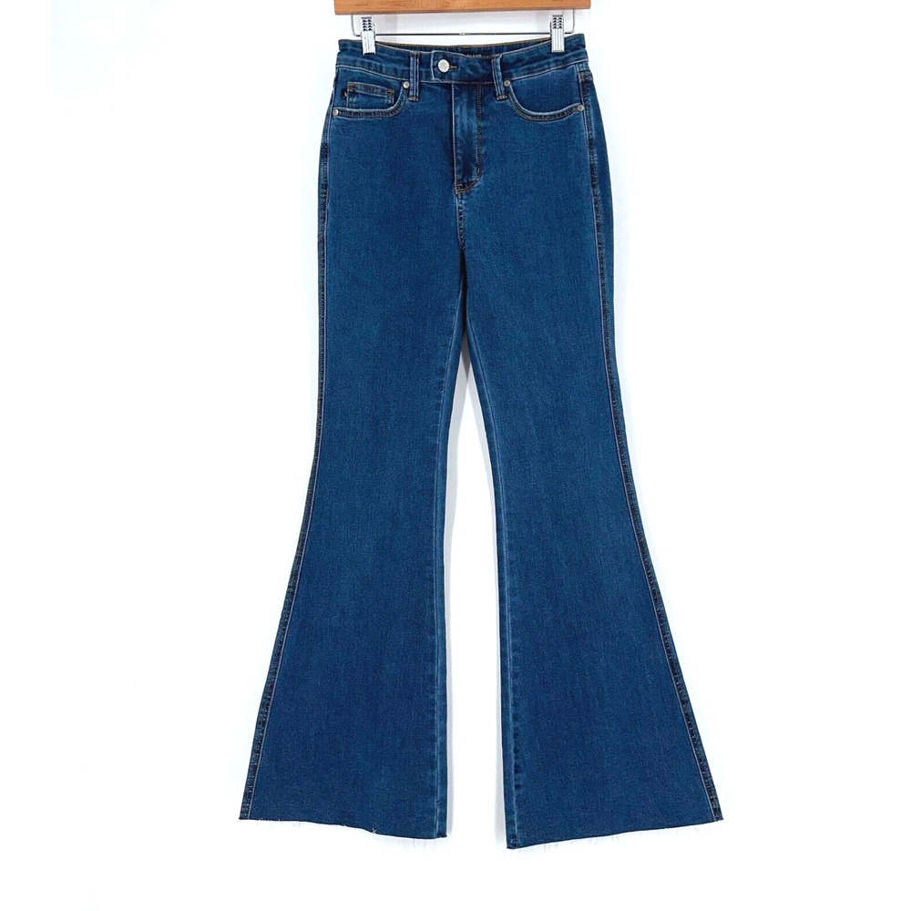 Judy Blue Womens Sumer Nights High Rise Tummy Control Cut Hem Flare Jeans 7/28